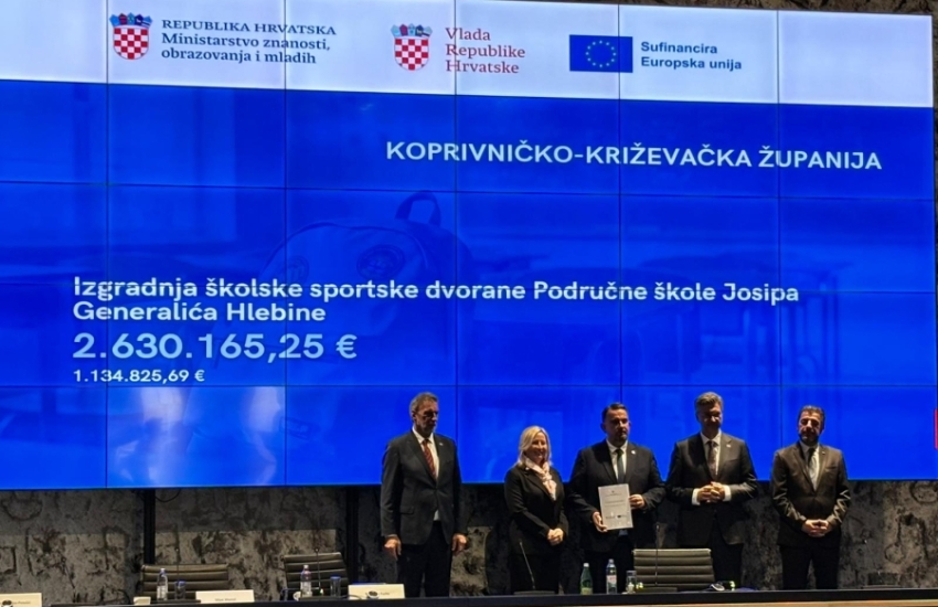 Županija za izgradnju školske sportske dvorane u Hlebinama osigurala 1,1 milijun eura bespovratnih sredstava