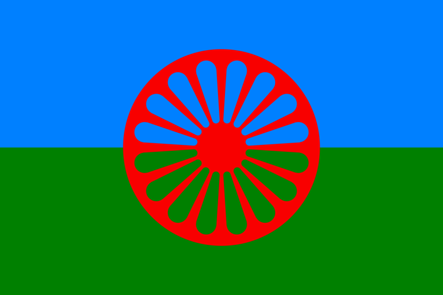 Flag of the Romani people 900x600 equal