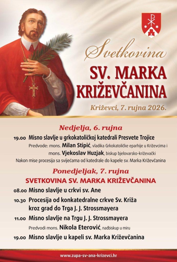 Program proslave Dana i svetkovine sv. Marka Križevčanina